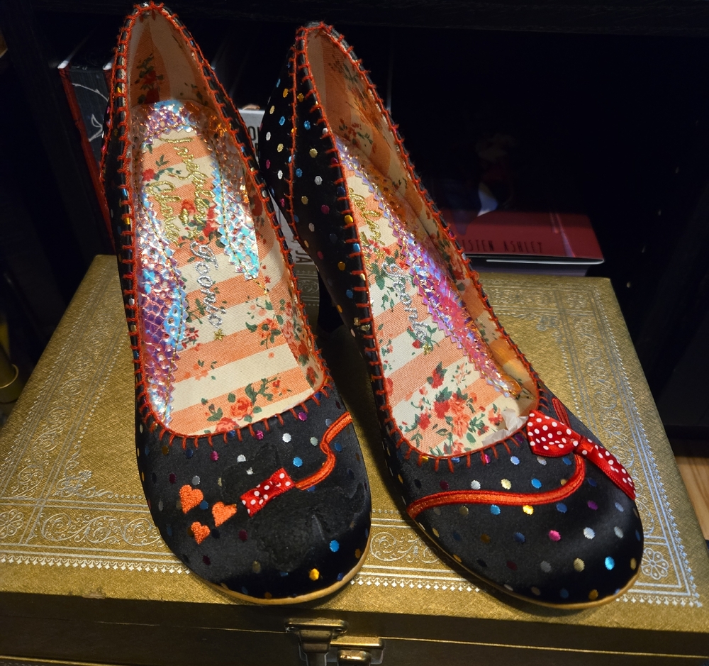 Irregular Choice Black and Red Polka Dot Heels